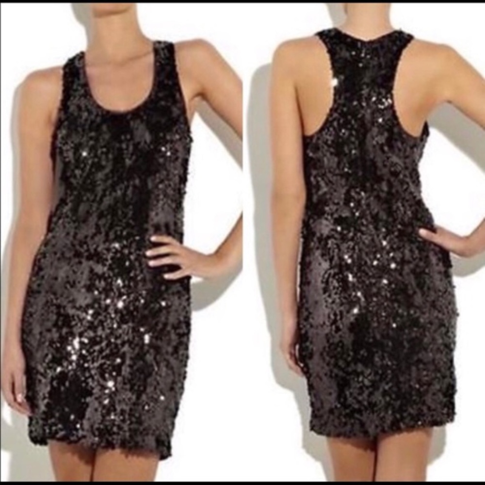 VINCE Brown Sequin Racerback Mini Dress  EUC